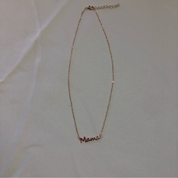 Mama Bar Necklace Cursive Rose Gold - Picture 2 of 2
